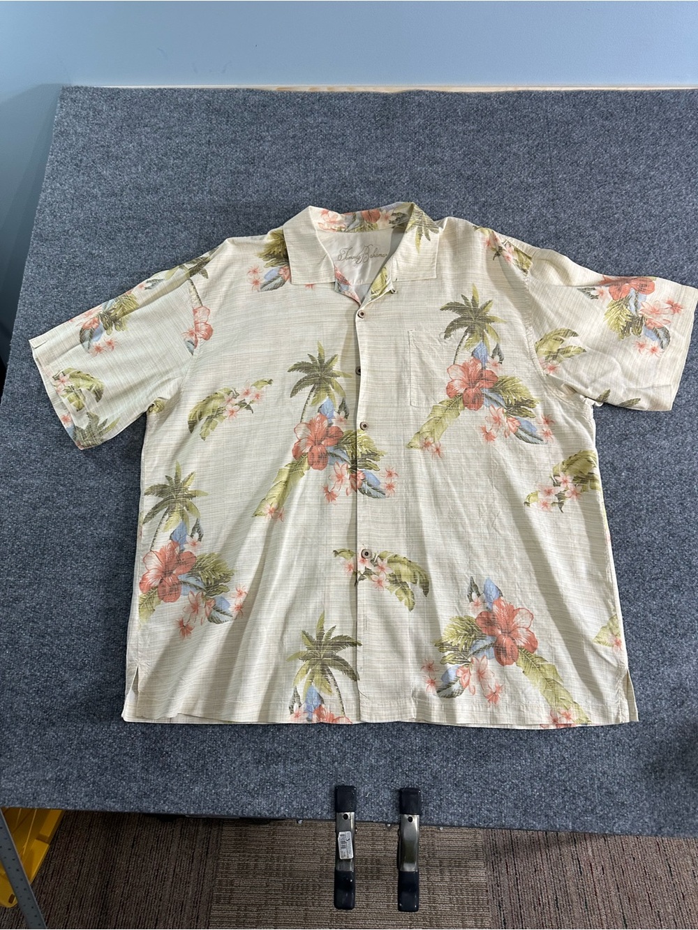 Tommy Bahama Cream Tropical Floral Camp Shirt